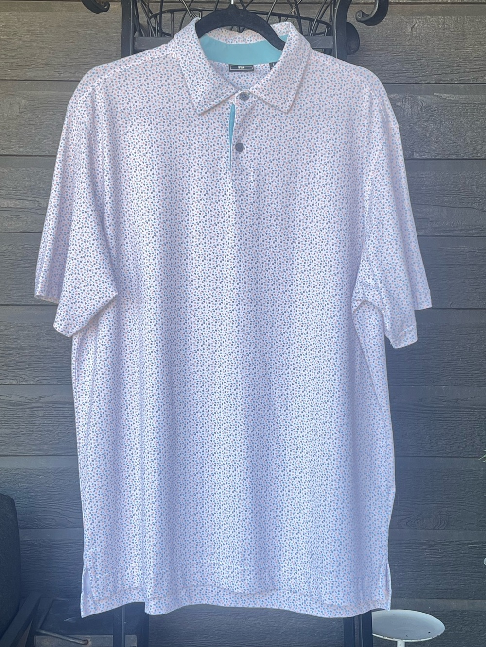 FOOTJOY MEN'S SHORT SLEEVE PRINTED GOLF POLO SHIRT SIZE LARGE